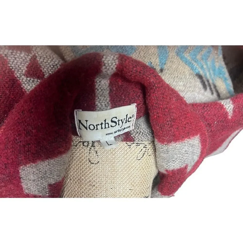 Vintage North Style Aztec Southwestern Wool Blend Multicolored Jacket size Large - Picture 13 of 13